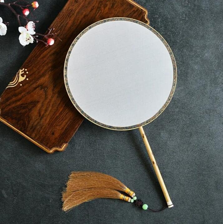 Бамбук дръжка JUZHIJIA, коприна празна кръгла рисувани фен в китайски стил, материал на Направи сам, най-дългата дръжка,