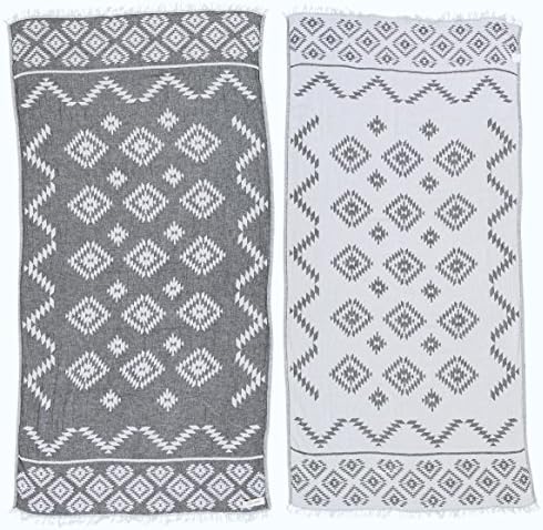 Двухслойное Турското кърпа Bersuse от памук Теотиуакан - 37x70 Инча, Антрацит