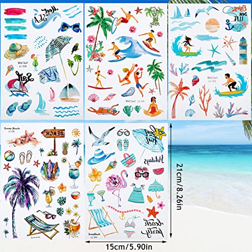 NICENEEDED 10 Листа Временни Татуировки на Плажа в Хавайска Тематика, Стикери С Татуировки за летните Партита на
