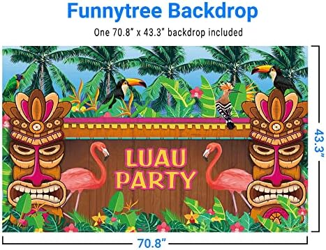 Фон на партита Funnytree Summer Luau Фламинго, Тропически Хавайски Плаж Фон За Снимки Дървена Скулптура Фламинго Морска