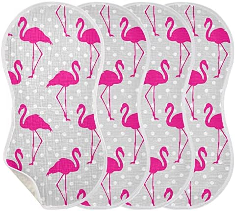 YYZZH/ Муслиновые Кърпички с шарките на Розово фламинго В Грах от Оригване на Бебето, 4 опаковки, Памук, Детски