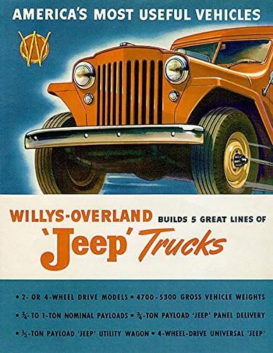 1947 Willys - Overland - Товарни автомобили Jeep - Рекламен плакат