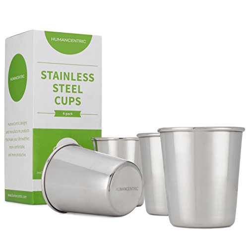 Ориентирани към човека чаша от неръждаема стомана за по-малките деца - Комплект от четири чаши по 8 унции, които не съдържат