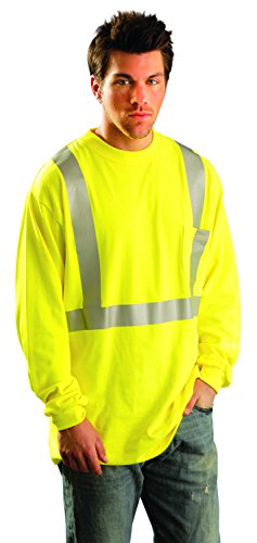 Occunomix LUX-LST2/FR-YXL Класическата стандартна тениска Occlux Ansi с дълъг ръкав и джоб, Пожароустойчива, клас ANSI 2, X-Large, Жълт (висока видимост)