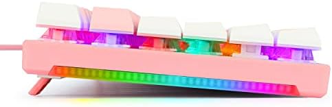 Ръчна Детска клавиатура K228, Странична подсветка RGB, Сини Ключове, Дъгова led светлини, 104 клавиша пълен размер за Windows
