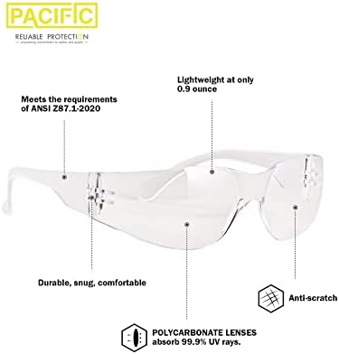 Защитни очила PACIFIC PPE, 12 Двойки, които са Устойчиви на надраскване Очила, Удароустойчив лещи от поликарбонат