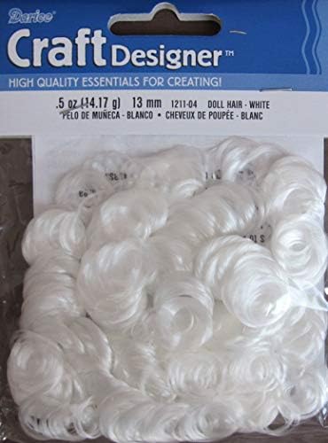 Дизайнерски къдрава Куклени косата DARICE Craft 1 Опаковка по 5 мл. Синтетични Косми е Кукли Бял цвят с Инструкциите