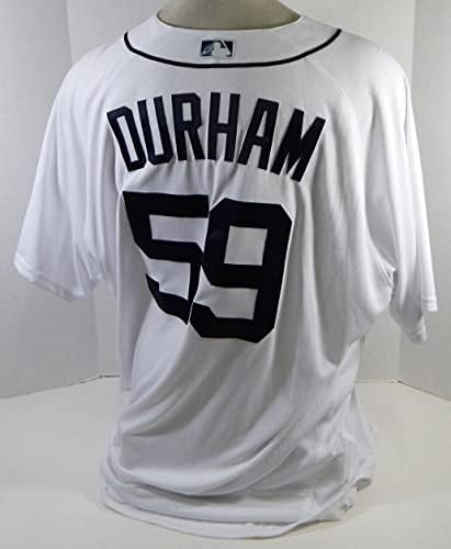 2017 Детройт Тайгърс Леон Дърам 59 Освободен Бяла Риза 56 DP20526 - Използваните В играта Тениски MLB