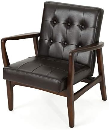 Модерно кресло GDF Studio Conrad от изкуствена кожа средата на века (кафяви)
