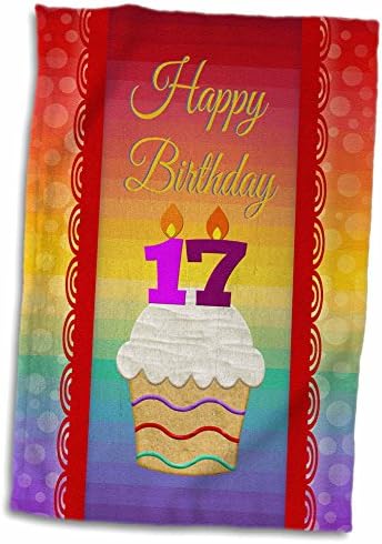 Cupcake 3dRose със Свещи по Номера, на рождения Ден на 17 години - Кърпи (twl-244916-3)