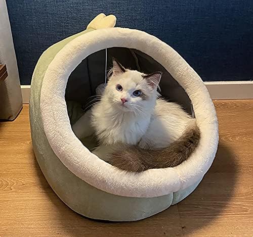 Мека / едно легло H & T за котки с удобна подплата от неплъзгащи тъкан отдолу и извънбордов игрушечным топката (Голям - 48x45x37