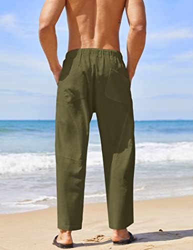Мъжки Памучни Ленени Зреещи COOFANDY, Ежедневни Свободни Плажни Панталони За Йога в стил Хипи