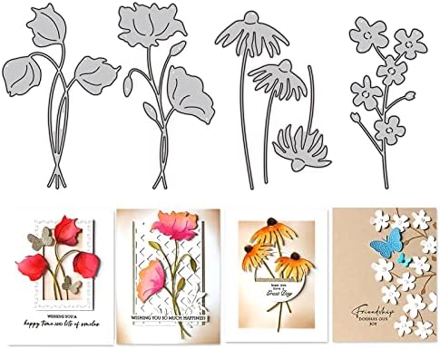 Briartw 4 бр. шаблони за рязане на цветя за производство на пощенски картички, scrapbooking, хартиени Изделия, Ръчно изработени,