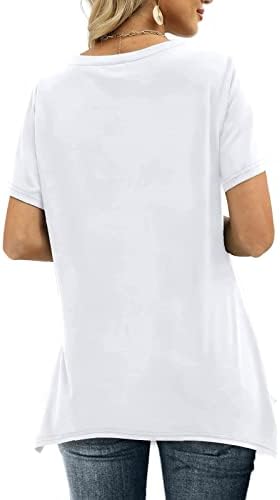 Дамски Дрехи с Къс Ръкав 2023, Памучен Тениска с V-образно деколте, Основна Блуза Свободно, Намаляване, Лятна Есенна