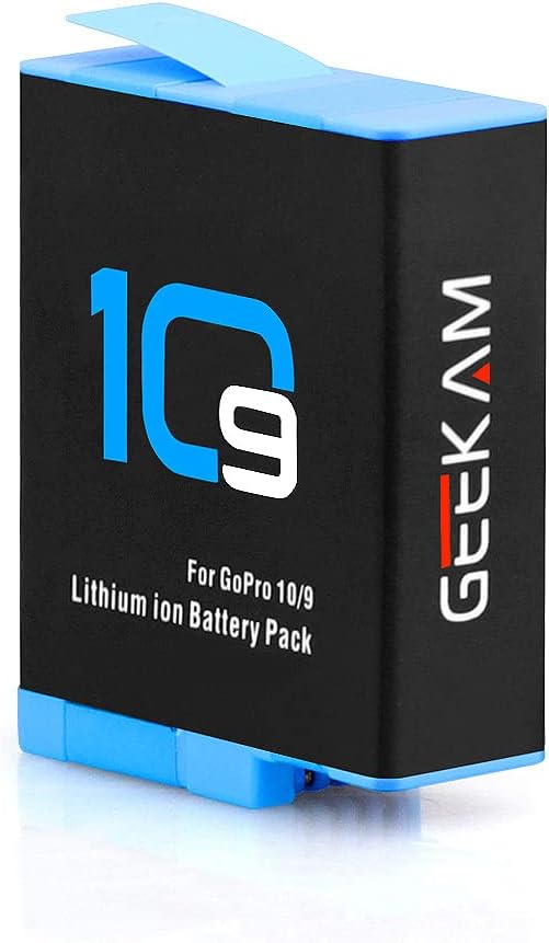Сменяеми батерии GEEKAM Hero 9/10, 2 комплекта и 3-канален зарядно устройство за Gopro Hero 9/10 Black, напълно