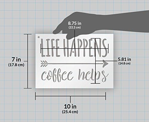 Шаблони Life Happens Coffee Helps от StudioR12 | за многократна употреба Шаблон от Mylar | Раскрасьте Дървена Знак