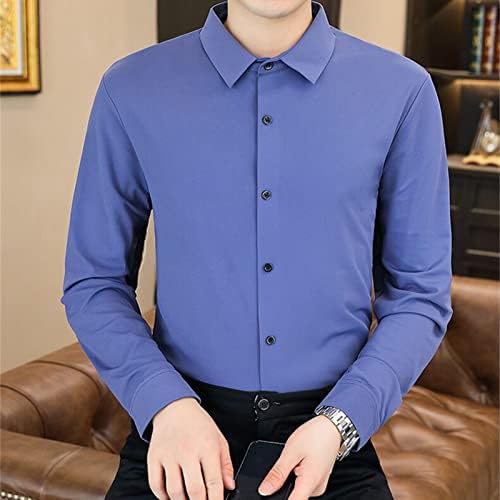 DGKaxiyaHM/ Мъжки отличава със спокойна Безпроблемна Риза с дълги ръкави и Тънък Ревера, Основни Ризи с копчета Размер