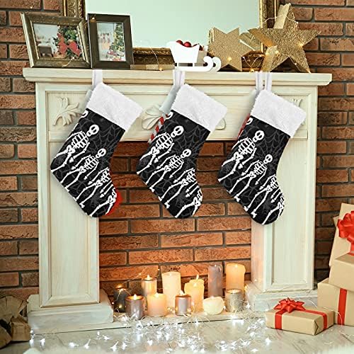 Коледни Чорапи ALAZA, Класически Персонализирани Чорапи с виртуален скелет на Хелоуин, Големи Бижута за Семейни