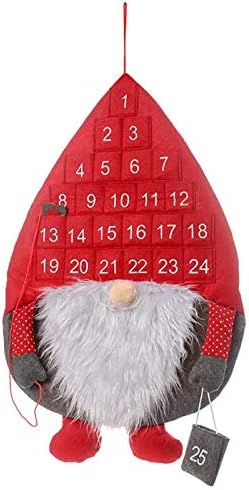 Коледен Календар за Обратно Броене, Адвент-Календар за Коледа, Календар за Коледна Украса, Стенен Календар, Червено