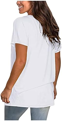 Дамски основни върхове NEARTIME, ежедневни тениска с кръгло деколте и къс ръкав, блуза свободно намаляване с принтом на американското