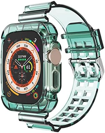 Tcaraersing Crystal Jelly Силиконов Спортен Каишка Подмяна на Гривната Мек Калъф е Съвместим с Apple Watch iwatch Ultra 49
