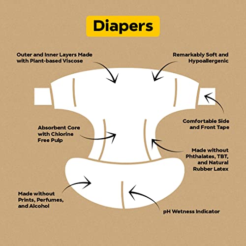Бебешки пелени от вискоза Dyper от Бамбук Размер 6 + Кърпички | Естествени съставки | Алтернатива плат / ден и нощ|, Изработени