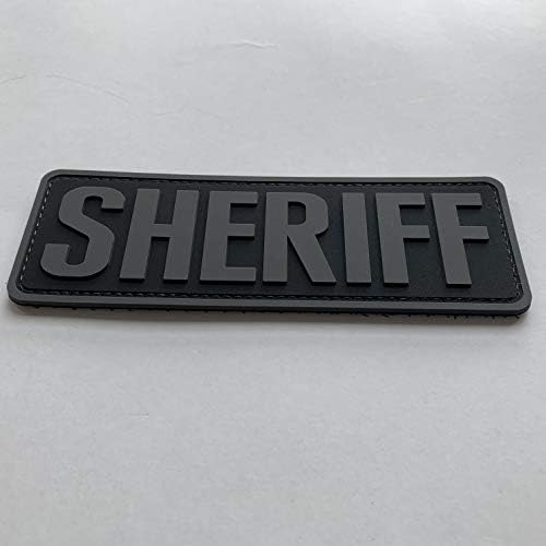 Нашивка на жилетка шериф uuKen, Голяма, 6x2 инча, Приглушенная Черно-сиво нашивка Офис сиво шериф за тактическа жилетка,