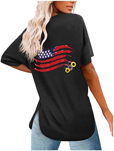 Ризи Ден на Независимостта за Жени, на 4 юли, Тениска Оверсайз 2023, Лятна Реколта Върхове с Флага на САЩ, Графични Блузи,