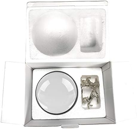Кристална топка Amlong Crystal Clear 150 мм (6 инча) със стойка под формата на Еднорог и подарък опаковка за
