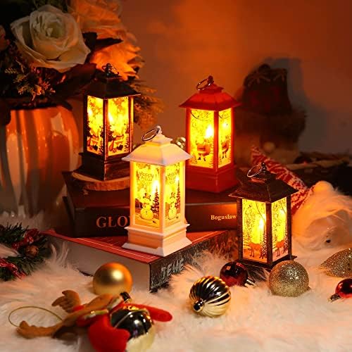 Comealltime 5 Коледен Фенер-Свещ, Мини Декоративен Фенер с Топла Блестящия led осветление, Окачен Фенер за Украса
