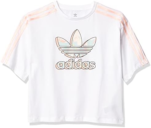 Укороченная тениска с мрамор логото на adidas Originals Girls' Big Пакет с Графичен принтом