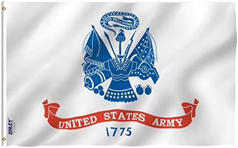 Знаме на Армията на САЩ Anley Fly Breeze 3x5 фута - Ярък цвят и защита от избледняване - Платно надмощие с двойна миг - Военни знамена на Съединените Щати от полиестер с медни ?