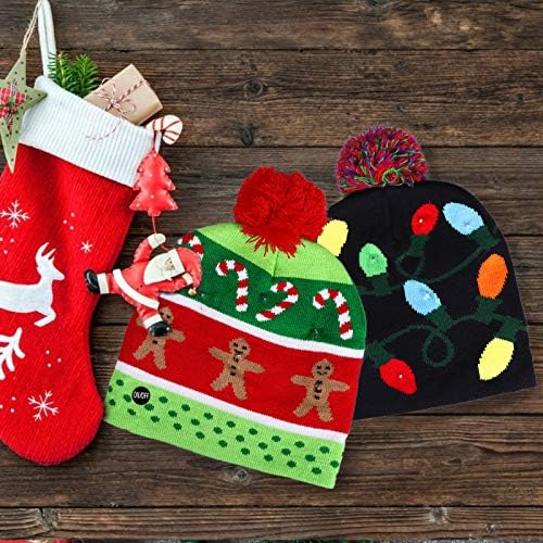2 Опаковане на Коледа вязаной шапки-Бини с led подсветка, Цветни Мигащи Аксесоари за Празничната Коледно парти (един