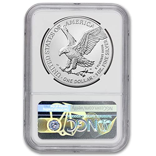 2023 (W) Монети, в кюлчета американски сребърен орел с тегло 1 унция, скъпоценен камък, не циркулиращата (Ранни издания - отчеканен
