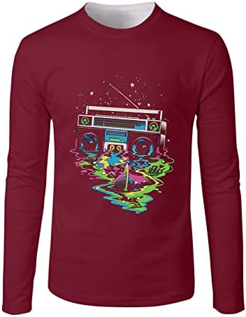 ZDDO Мъжка Тениска с дълъг ръкав, Есенна Приталенная тениска със Забавна космическа принтом Радио, ризи с кръгло