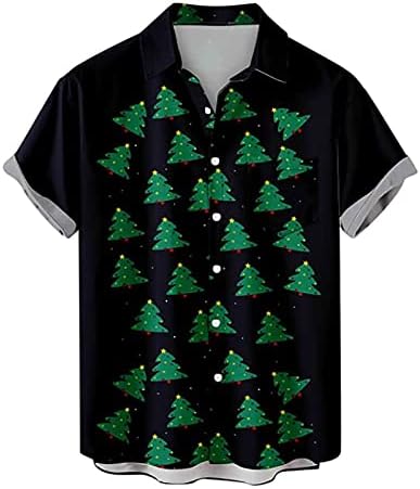 ZDDO Коледни Мъжки Ризи с Копчета и Къс Ръкав, Забавна Коледна Риза за Боулинг с Принтом Дядо Коледа, Вечерни Дизайнерски Ризи