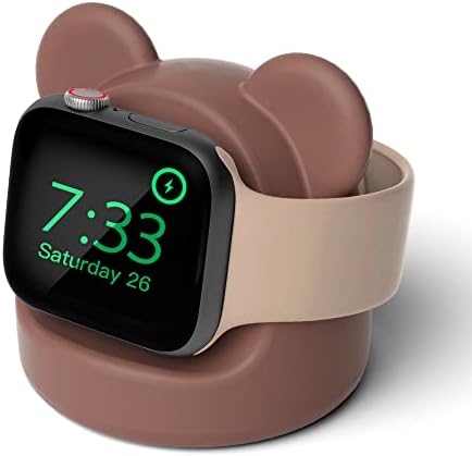 Силиконов Притежателя Докинг станция AFOOYO Bear Charger Стойката за Apple Watch Series 8/Ultra/SE2/7/6/ СЭ/5/4/3/2/1 (49/45/44/42/41/40/