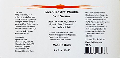 Серум за кожа със зелен чай против бръчки с DMAE, витамини С и е, аллантоином, глицерин и хиалуронова киселина (1,2