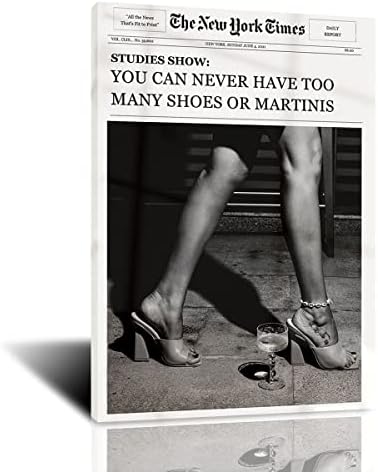 Ретро Плакат с Мартини, Щампи, Забавни черно-бели новини Ню Йорк, Платно, Стенно изкуство, Мартини, монтиран