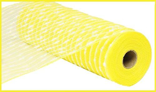 Хлопчатобумажный топчета с размер 10,5 инча х 30 метра, Декорированный поли вкара лента (жълт, бял)