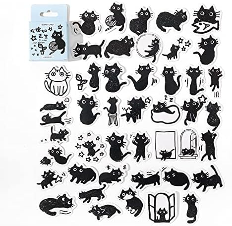 Етикети Fecsam Black Cat (45 бр.), Супер Сладки Эстетичные стикера за албума на Малкия Размер, Стикери за Scrapbooking, водене на дневник, Телефон, лаптоп, Проектанти, Куфар, Дневник