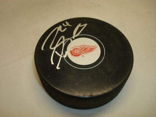 Деймиън Галина подписа хокей шайба Детройт Ред Уингс с автограф на PSA/DNA COA 1A - за Миене на НХЛ с автограф