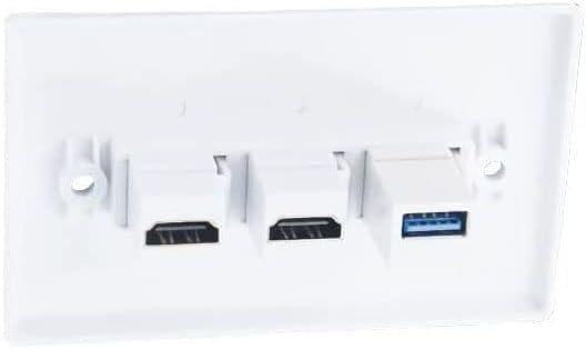 Стенни панела HDMI USB3.0, Стенни панела с 3-пристанищният розетка Halokny, 1 HDMI конектор Keystone + 2 USB 3.0,