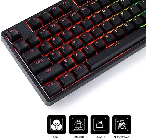 Механична клавиатура Akko 5087S TKL Черен цвят с прозрачни клавишными капачки от PBT, RGB подсветка, гореща замяна,