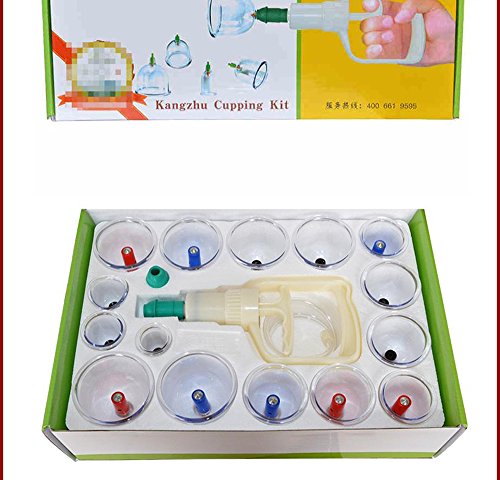 Комплект оборудване за баночной терапия Kangzhu с дръжка за изпомпване на 15 чаши и ръководство на английски език