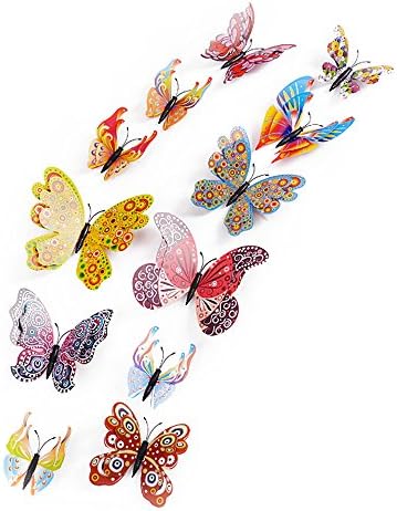 Декоративни Пеперуди за Спални, Стенни Стикер от PVC, 3D, 12 Детски Бр, Декоративни Стикери, Стая Декор, Начало Декор,