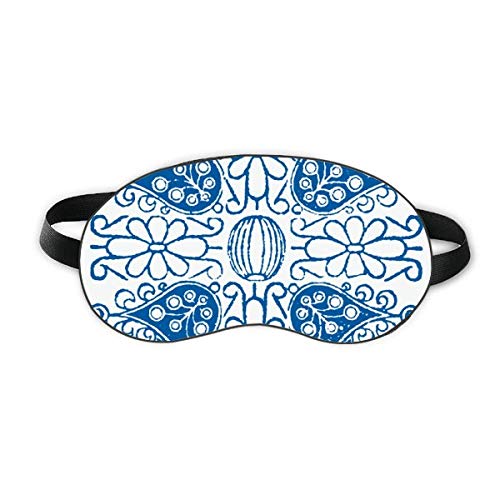 Talavera Blue Flower Illustration Pattern Sleep Eye Shield Мека Нощна Превръзка На Очите, Сивата Чанта За Носене