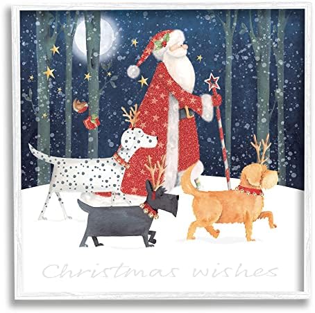 Stupell Industries Весела Коледна нощ, Дядо и Куче на Снежните пейзажи,Дизайн P. S. Art