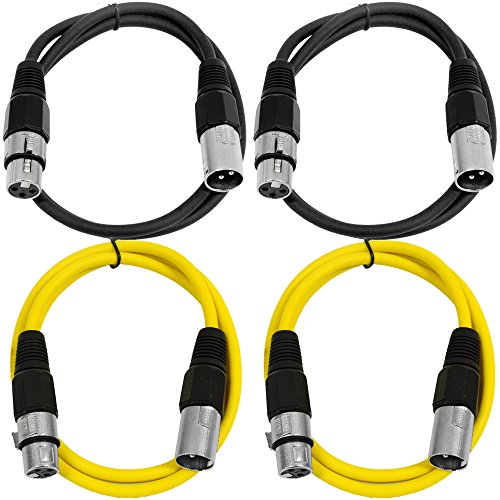 Сеизмичен аудиосигнал - SAXLX-2-4 комплекта-2-инчов свързващи кабели XLR Male - XLR Female - Балансирано 2-Подножието