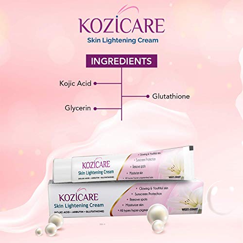 Органичен Крем за изсветляване на кожата Kozicare с Койевой киселина, Арбутином, Глутатионом | За всички